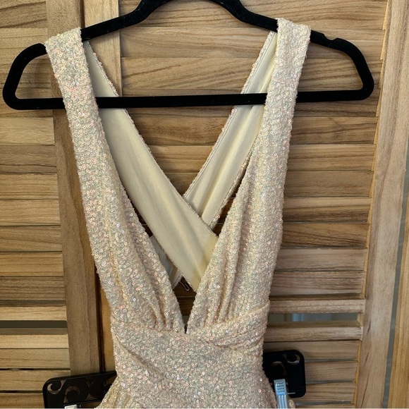 Marciano Sequin Long Gown in cream size S - Picture 4 of 8